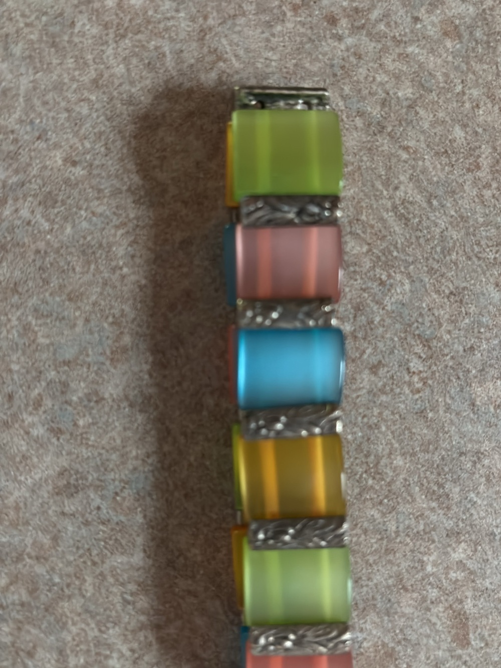 Multicolor Frosted Glass Link Bracelet - Pastel Block Beads